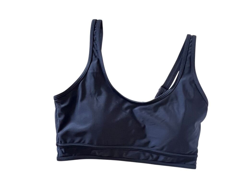 Blooming Jelly Black Scoop Neck Sporty Bikini Swimsuit Top Size M